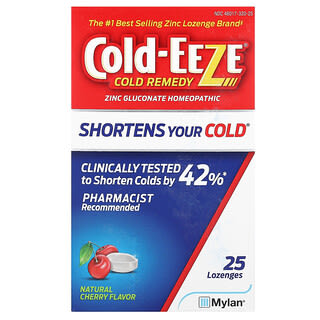 Cold Eeze, Cold Remedy, Zinc Gluconate Homeopathic, Natural Cherry, 25 Lozenges