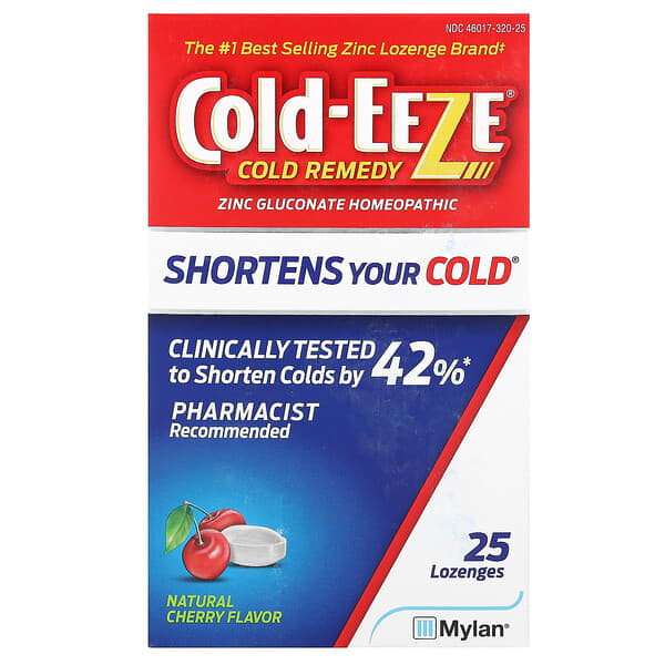 Cold Eeze, Cold Remedy, Zinc Gluconate Homeopathic, Natural Cherry, 25