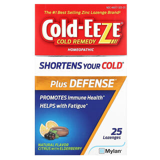 Cold Eeze, Cold Remedy Homeopathic Plus Defense, homöopathisches Mittel zur Linderung von Erkältungsbeschwerden, Zitrus mit Holunder, 25 Lutschtabletten