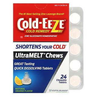 Cold Eeze, Cold Remedy, Zinc Gluconate Homeopathic, Natural Orange, 24 Chewable Tablets