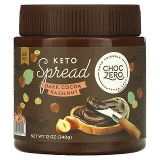 ChocZero, Crema para untar cetogénica, Cacao negro y avellana`` 340 g (12 oz)