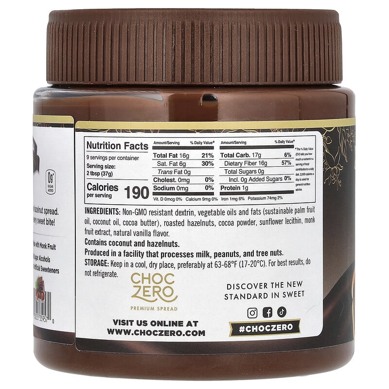 Dark Cocoa Hazelnut Spread, 12 oz (340 g)