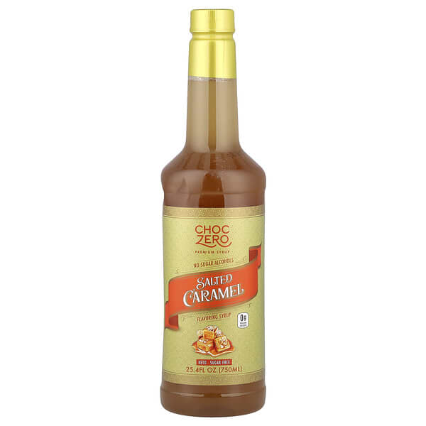 ChocZero, 프리미엄 시럽, 솔티드 캐러멜, 무설탕, 750ml(25.4fl oz)