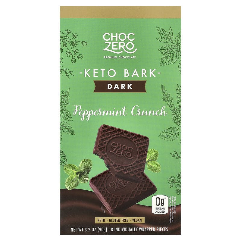Keto Bark（ケトバーク）、ダークチョコレート、ペパーミントクランチ