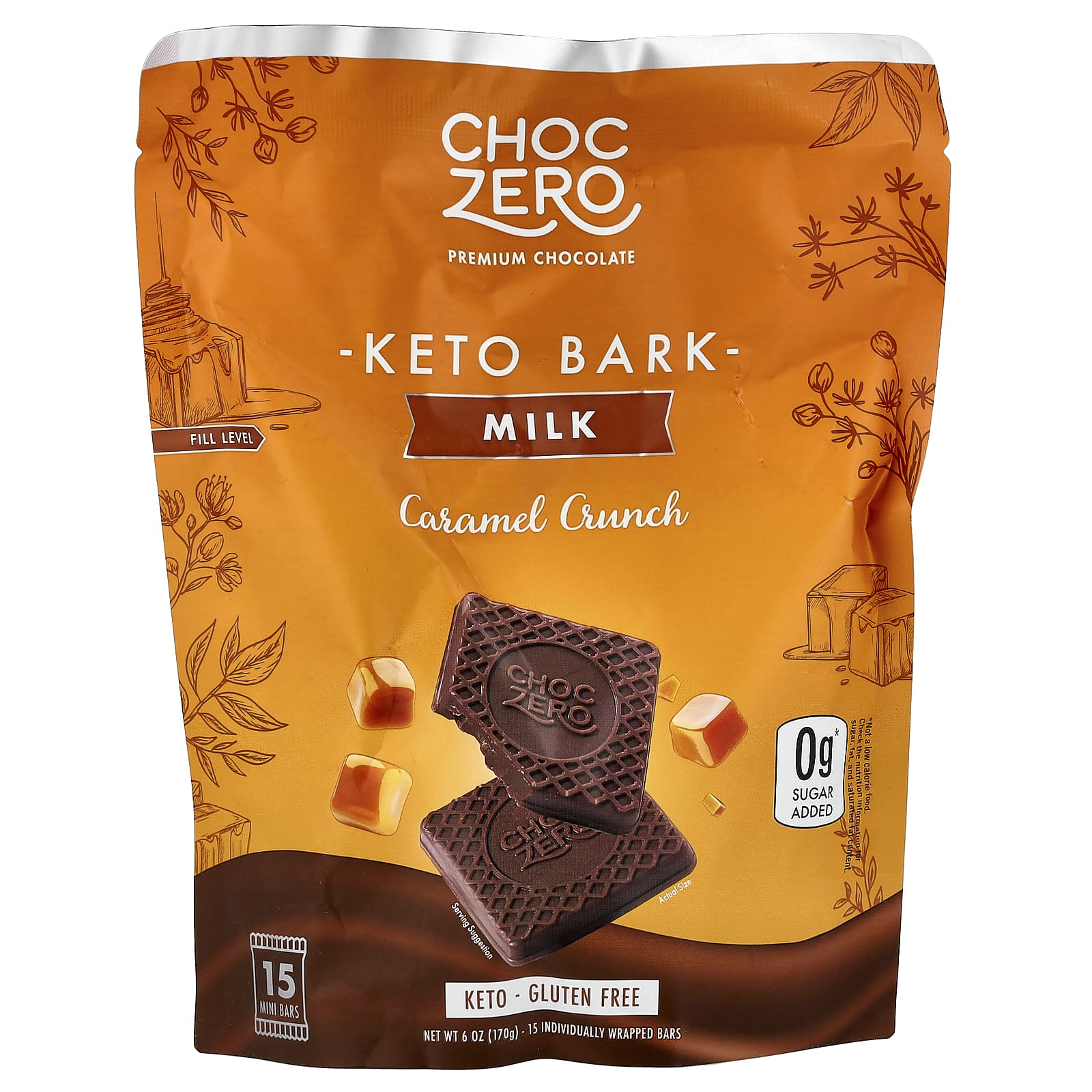 Keto Bark（ケトバーク）、ミルクチョコレート、キャラメルクランチ