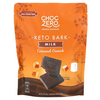 ChocZero, Keto Bark, cioccolato al latte, croccante al caramello, 15 mini bustine, 170 g