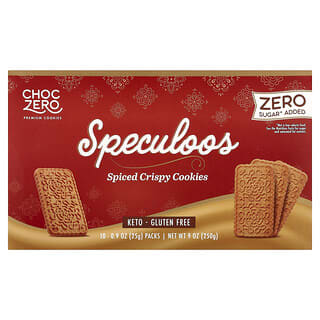 ChocZero, Premium Cookies, Speculoos, Spiced Crispy Cookies, 10 Packs, 0.9 oz (25 g) Each