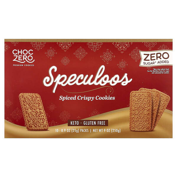 ChocZero, Premium Cookies, Speculoos, Spiced Crispy Cookies, 10 Packs, 0.9 oz (25 g) Each — product photo 1