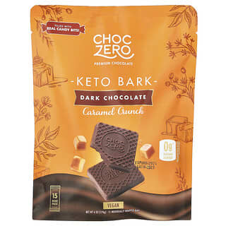 ChocZero‏, Keto Bark, שוקולד מריר, קראנץ' קרמל, 15 אריזות מיני, 170 גרם (6 אונקיות)