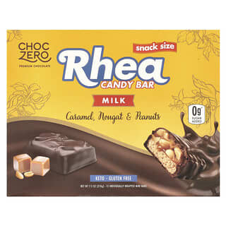 ChocZero, Rhea Candy Bar, Milk Chocolate, Caramel, Nougat & Peanuts, 15 Mini Bars, 7.5 oz (210 g)