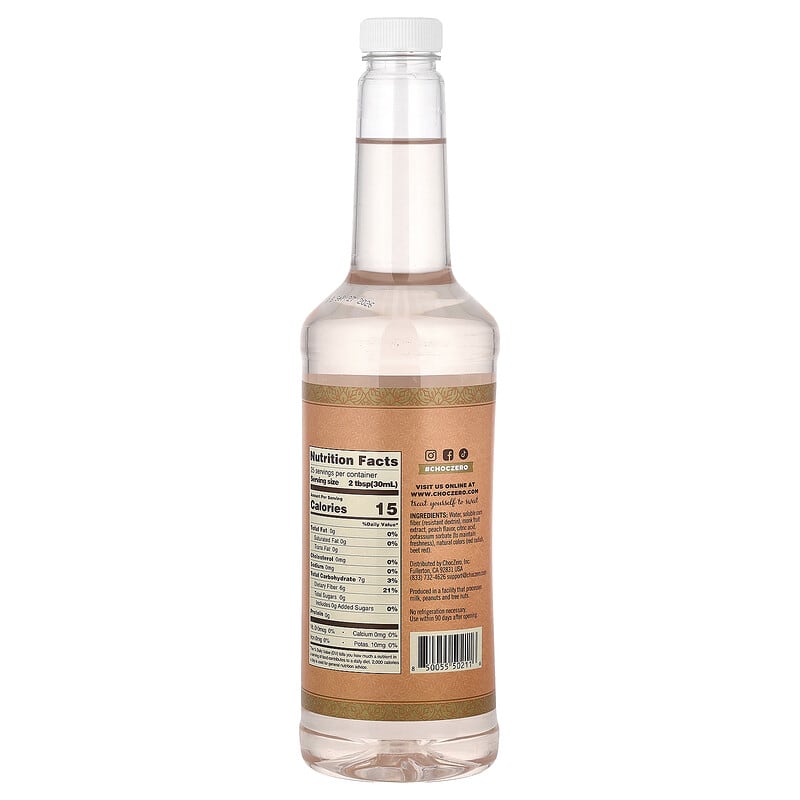 プレミアムシロップ、ピーチ、糖類無添加、750ml（25.4液量オンス）