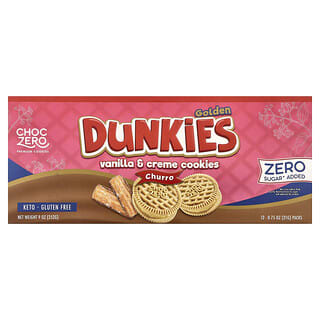 ChocZero, Golden Dunkies, Vanilla & Creme Cookies, Churro, 12 Packs, 0.75 oz (21 g) Each