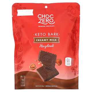 ChocZero, Keto Bark, Creamy Milk, Hazelnut, 15 Mini Packs, 6 oz (170 g)