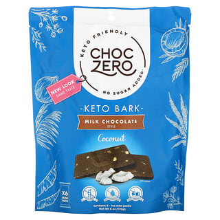 ChocZero, Chocolate con leche, Coco, 6 barras, 1 oz cada una