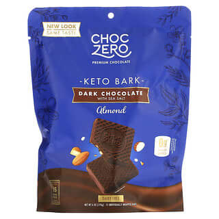 ChocZero, Keto Bark, Dark Chocolate With Sea Salt, Almond, 15 Mini Packs, 6 oz (170 g)