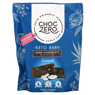 ChocZero, черный шоколад с морской солью, кокос, без сахара, 6 мини-плиток, по 28 г (1 унции)