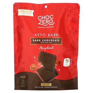 ChocZero, Keto Bark, Dark Chocolate With Sea Salt, Hazelnut, 15 Mini Packs, 6 oz (170 g)