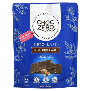 ChocZero, Keto Bark, Milk Chocolate, Almond, 6 Bars, 1 oz Each