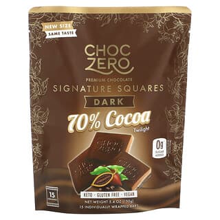 ChocZero, Premium Chocolate, Signature Squares, 70% Cocoa, Dark, Twilight , 15 Squares, 5.4 oz (150 g)