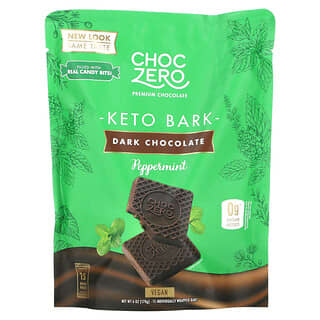 ChocZero, Keto Bark, Chocolate negro y menta, 15 minipaquetes, 170 g (6 oz)