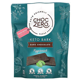 ChocZero, Keto Bark, Dark Chocolate, Peppermint, 6 Bars, 1 oz Each