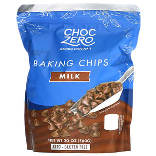 ChocZero, ミルクチョコレートベーキングチップ、砂糖無添加、7オンス（198g）