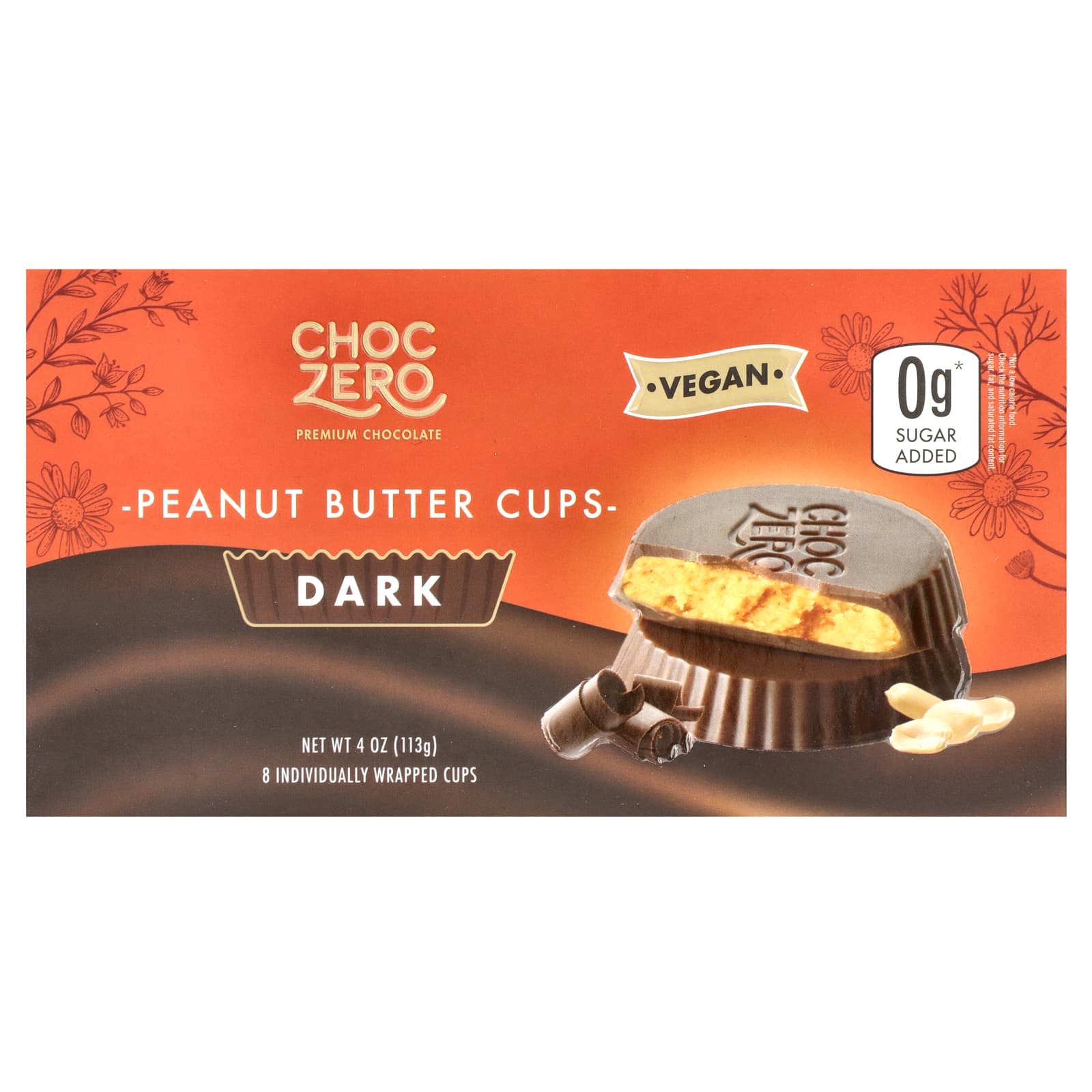 ChocZero, Peanut Butter Cups, Dark Chocolate , 8 Individually Wrapped