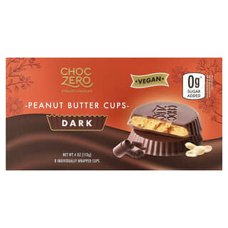 ChocZero, Tartaletas de mantequilla de maní, Negra, 8 tartaletas individuales en envoltorios individuales, 113 g (4 oz)