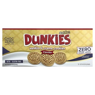 ChocZero, Golden Dunkies, Vanilla & Creme Cookies, Vanilla, 12 Packs, 0.75 oz (21 g) Each