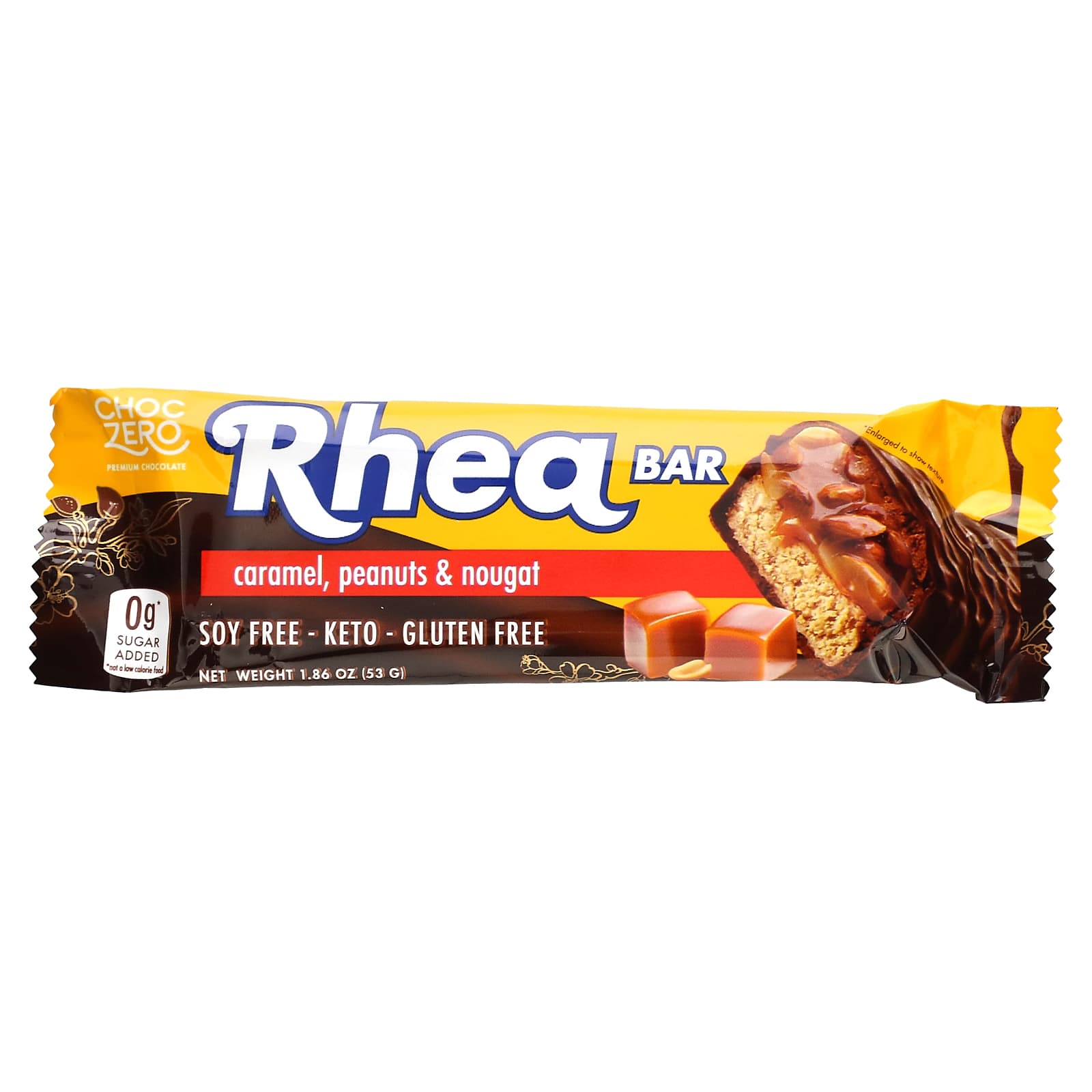ChocZero, Rhea Candy Bar, Caramel, Peanuts & Nougat, 10 Individually