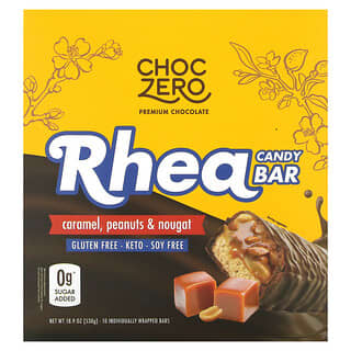 ChocZero, Rhea Candy Bar, карамель, арахис и нуга, 10 батончиков в индивидуальной упаковке, 53 г (1,86 унции)