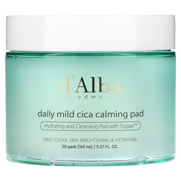 d'Alba, 데일리 마일드 시카 카밍 패드, 50매, 165ml(5.57fl oz)