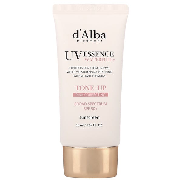 d'Alba, Écran solaire UV Essence Waterfull+, Correcteur rose tonifié, FPS 50+, 50 ml