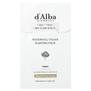d'Alba, Водна веганска опаковка за спане, 12 опаковки, 0,13 течни унции (4 ml) всяка