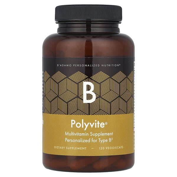 D'adamo, Polyvite® B, Complément multivitaminé, 120 VeggieCaps