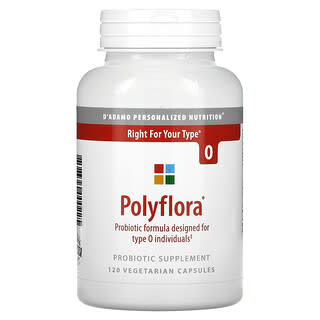 D'adamo, Polyflora, пробиотическая формула, разработанная для группы крови O, 120 вегетарианских капсул