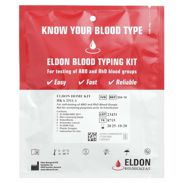 D'adamo, Eldon Blood Typing Kit, 1 Easy Self-Testing Kit