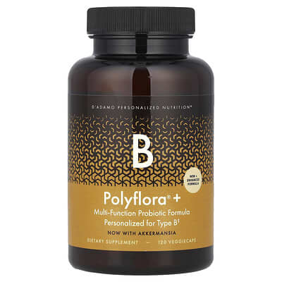 D'adamo, Polyflora® + B, Multi-Purpose Probiotic Formula, 120 Vegetarian Capsules