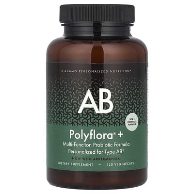 D'adamo, Polyflora®+ AB, Multi-Function Probiotic Formula, 120 VeggieCaps