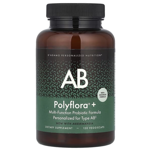 دادامو‏, Polyflora® + AB ، تركيبة بروبيوتيك متعددة الوظائف ، 120 كبسولة نباتية