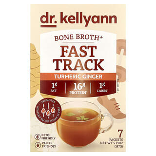 Dr. Kellyann, Bone Broth+, Fast Track, Turmeric Ginger, 7 Packets, 0.74 oz (21 g) Each