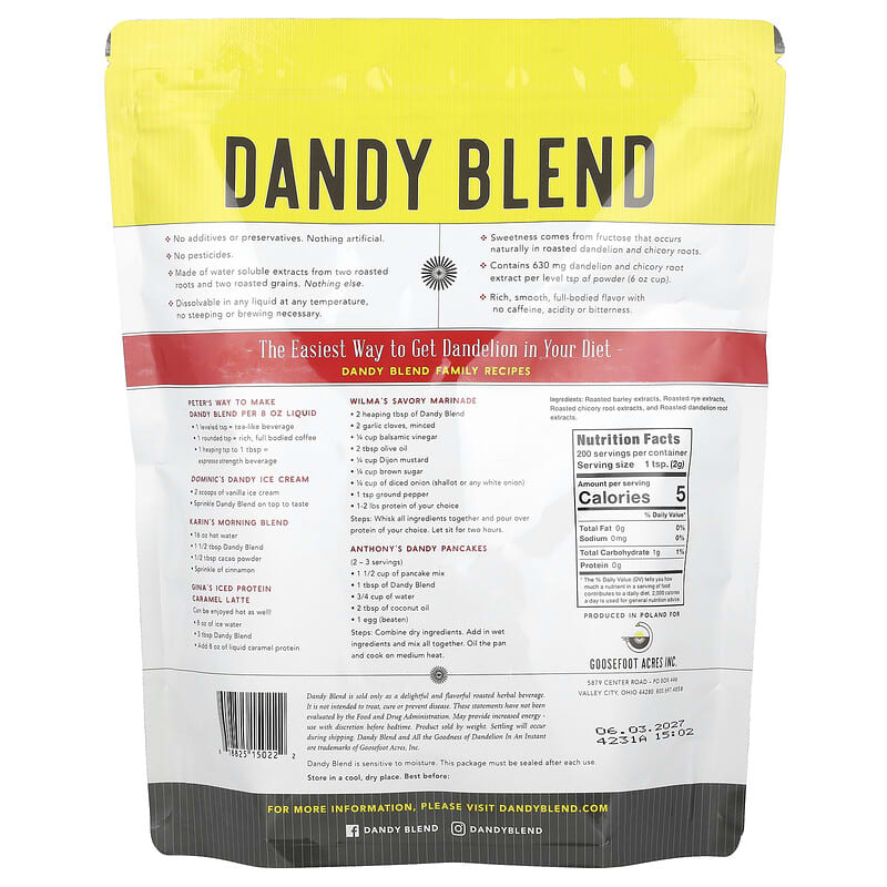 Instant Herbal Beverage with Dandelion, Caffeine Free, 14.1 oz (400 g)