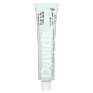 Davids Natural Toothpaste, Dentifrice premium, Blanchissant + Antiplaque, Menthe poivrée naturelle, 149 g