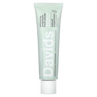 Davids Natural Toothpaste, Premium Toothpaste, Whitening + Antiplaque, Natural Peppermint, 1.75 oz (50 g)