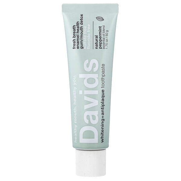 Davids, 프리미엄 치약, 미백 방지 치약, 천연 페퍼민트, 50g(1.75oz)