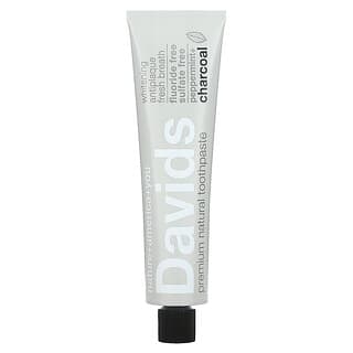 Davids Natural Toothpaste, Dentifrice naturel premium, Menthe poivrée + charbon, 149 g
