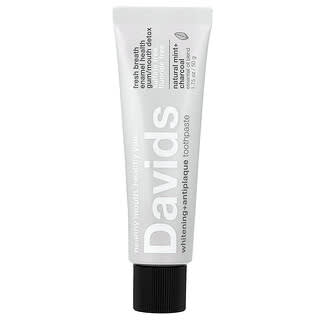 Davids, Pasta dental prémium, Blanqueador y antiplaca, Menta natural y carbón vegetal`` 50 g (1,75 oz)