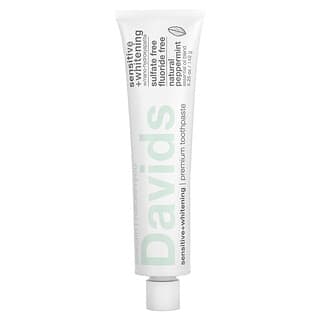 Davids Natural Toothpaste, Pasta de Dente Premium, Sensível + Clareador, Hortelã-Pimenta Natural, 149 g (5,25 oz)