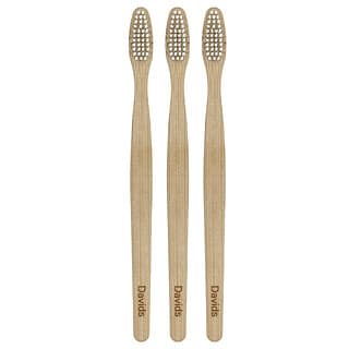 Davids, Cepillo de dientes de bambú prémium, suave, para adultos, Paquete de 3