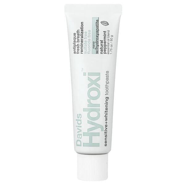 Davids, Dentifrice blanchissant pour dents sensibles, Menthe poivrée naturelle, 50 g
